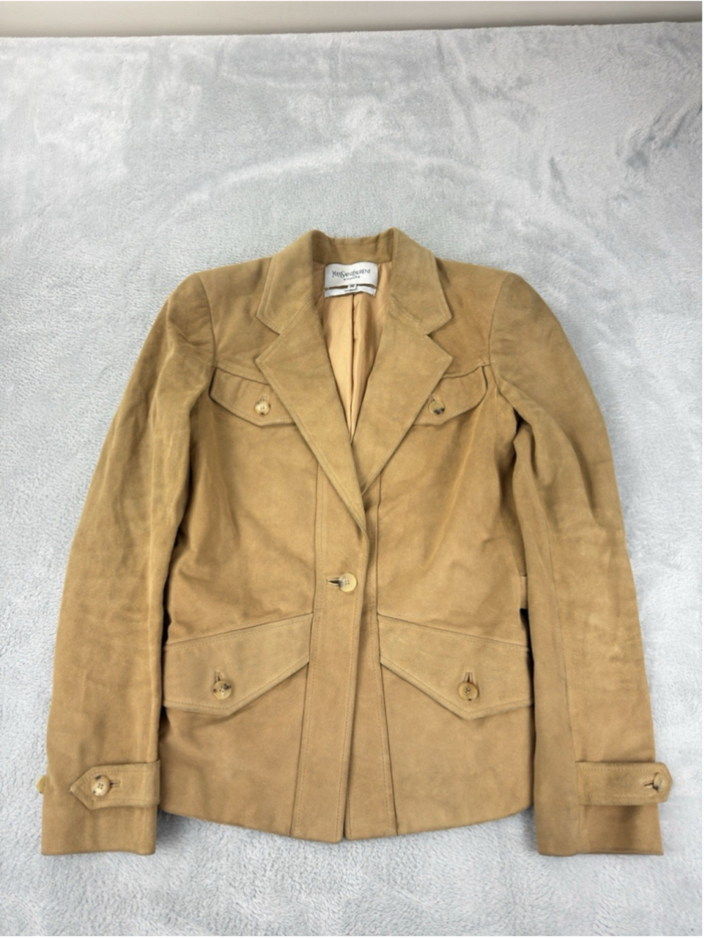 Vintage YSL Women's Size 36 EU 100% Genuine Leather Brown Jacket Made In Italy